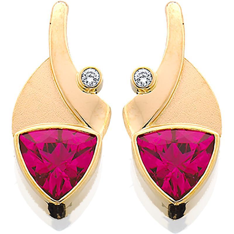 Rubellite Tourmaline and Diamond Earrings