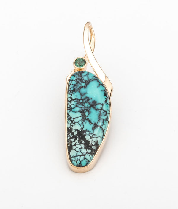 Turquoise and Green Tourmaline Pendant